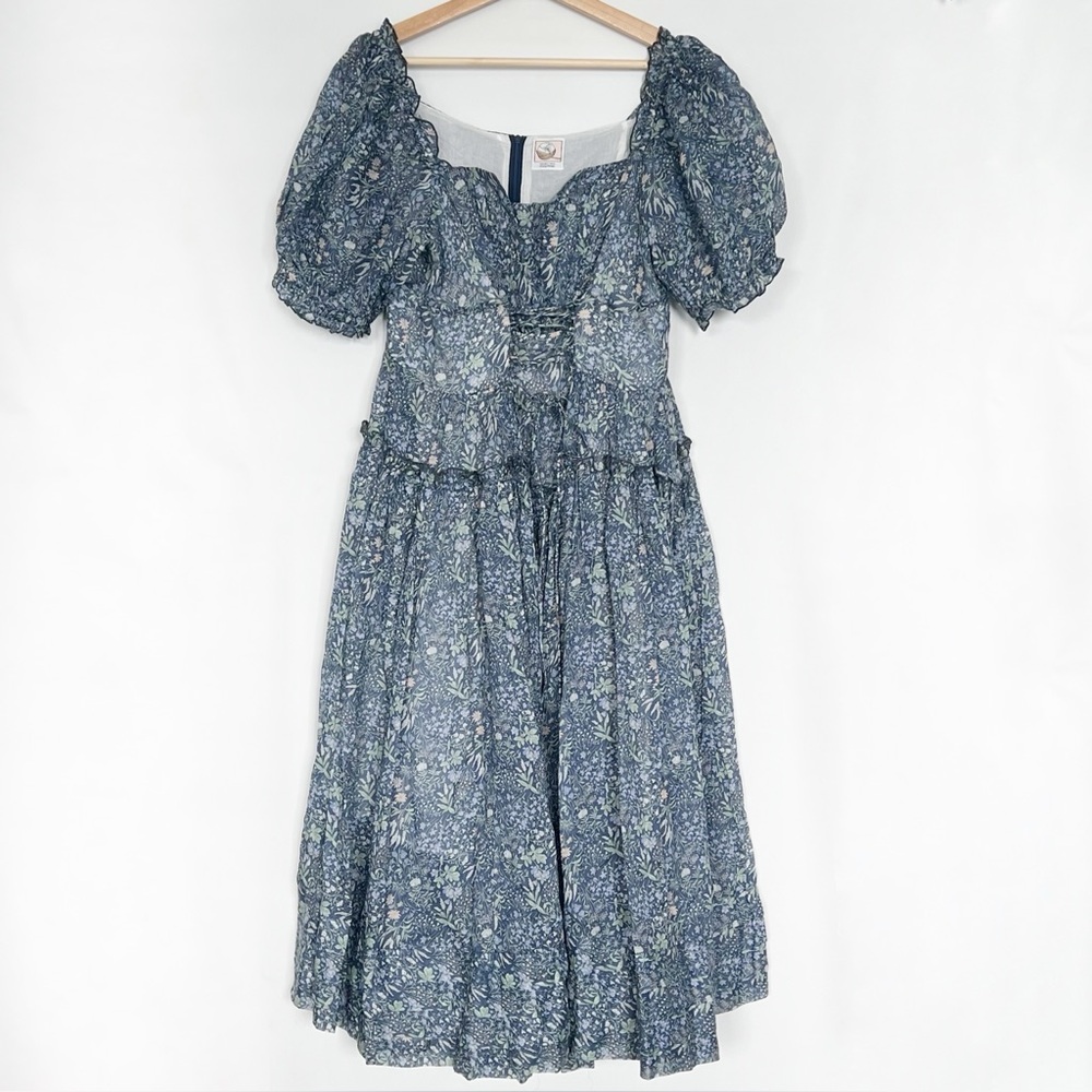 NWOT Linenniave JULIA 35 FLORAL LINEN DRESS Midnight Floral Medium - Picture 8 of 16